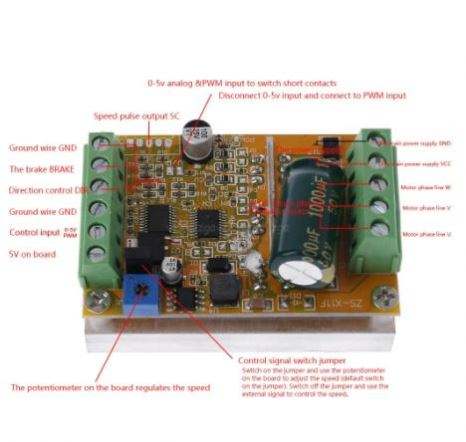 380w 3 Phases Brushless Motor Controller Board(No/without Hall Sensor ...