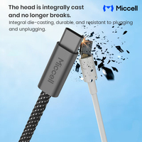 Cables de carga rápida USB PD 100W C a C de Miccell Wholesale 5A, cable de carga para teléfonos tipo C con trenzado de nailon para iPhones.