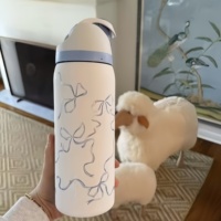 Bouteille d'eau isotherme anti-fuite Owala 24oz 32oz avec couvercle à bouton-poussoir, double mode de consommation, gourde de sport pour la salle de sport