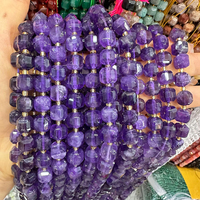 Perles en vrac carrées à facettes de 8 mm en pierre naturelle (Améthyste, Pierre de soleil, Cristal de sucre) pour la fabrication de bijoux et bracelets - Vente en gros DIY