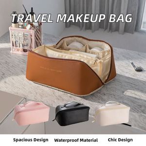 Sac de toilette de voyage personnalisé en gros, souple, avec poignée, fermeture éclair, grande capacité, étanche, pour maquillage, en PU - Product Image 2