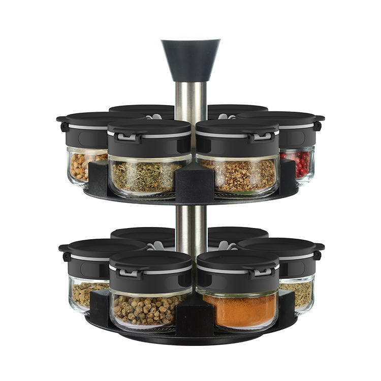 12 Jars and Rack - Black