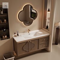 XINGRUO Meuble-lavabo moderne haut de gamme sur mesure avec miroir LED, solution de conception écologique pour salle de bain de villa et appartement de luxe