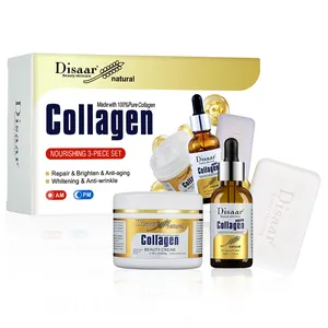 Disaar Novo Produto 100% puro colágeno produtos de cuidados com a pele creme soro sabonete clareador anti-rugas anti-idade conjunto logotipo personalizado