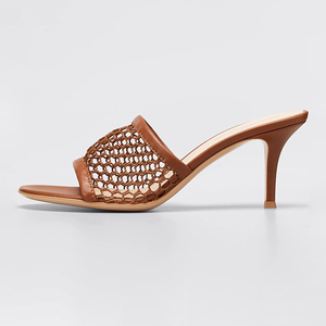 Private Brand Logo Fashion Trend Spring Outdoor Open Toe Slip on Slide Sandals Hollow Out Women High Heel - Product Image 1