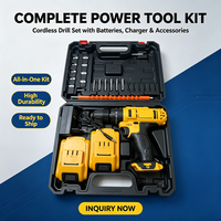 Kit complet facile à utiliser avec étui de rangement, perceuse à percussion sans fil au lithium pour travaux de rénovation, perçage du bois et du métal