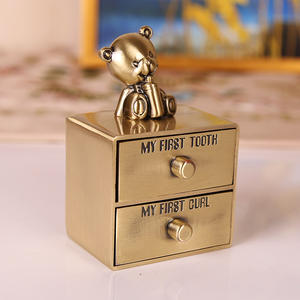 Ours mignon buvant du <span class=keywords><strong>lait</strong></span> pour enfants porte-fée à dents bébé première <span class=keywords><strong>dent</strong></span> et boucle coffret souvenir mignon boîte à dents or/argent - Product Image 2