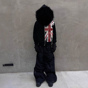 Felpe con <span class=keywords><strong>cappuccio</strong></span> da uomo personalizzate <span class=keywords><strong>felpa</strong></span> con <span class=keywords><strong>cappuccio</strong></span> serigrafata con <span class=keywords><strong>cappuccio</strong></span> oversize con Zip - Product Image 4