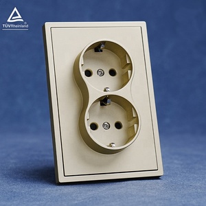 Euro tuôn ra gắn tường đôi ổ cắm EU tiêu chuẩn đôi Đức Schuko 2P + E cắm ổ cắm với da cảm ứng sơn - Product Image 1