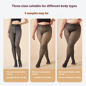 Leggings da <span class=keywords><strong>donna</strong></span> <span class=keywords><strong>taglie</strong></span> <span class=keywords><strong>forti</strong></span> a maglia per autunno inverno <span class=keywords><strong>collant</strong></span> imbottiti in pile con motivo solido Sexy - Product Image 4