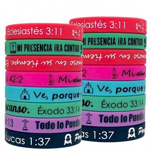 Pulseras de Silicona con Versículos Bíblicos Personalizados, Resistentes al Agua, Impresas en Serigrafía, al por Mayor, Inspiradoras, Cristianas, Religiosas, para Uso Promocional - Product Image 1