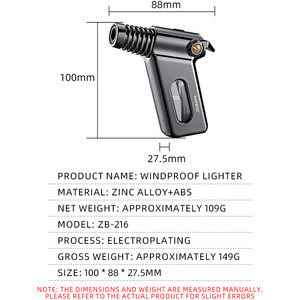 Briquet gonflable coupe-vent Jobon ZB216 avec allumage direct visible, carburant au <span class=keywords><strong>butane</strong></span> pour cigarette - Product Image 3