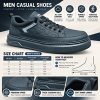 Baskets basses pour hommes entièrement noires, en matière synthétique mate, avec semelle plateforme épaisse, à lacets, chaussures décontractées pour hommes