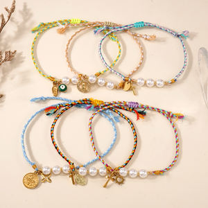 Braccialetti intrecciati religiosi Go2boho con perle e ciondoli, set di gioielli cristiani spirituali <span class=keywords><strong>per</strong></span> donna, accessori protettivi della fede - Product Image 3