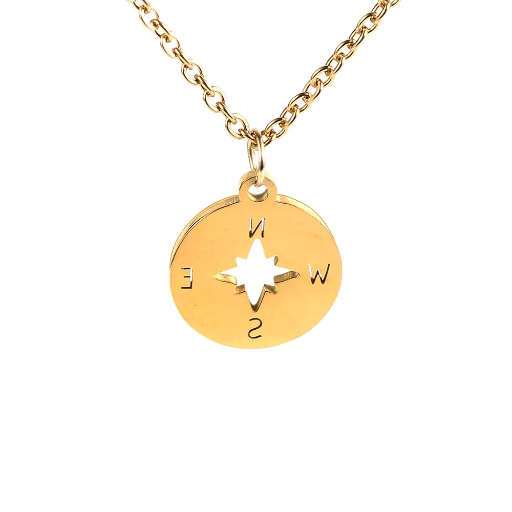Nabest 4 Styles Map Compass Star Stainless Steel Gold Pendant Necklace Minimalism Men Fashion Jewelry For Women Gift