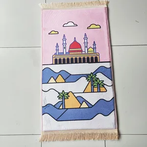 Machine Washabl Ethnic Pilgrimage Blanket Soft Plush Thickened Jacquard Custom Prayer Rolls Pvc Prayer Mat Carpet