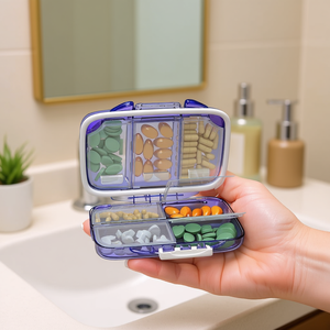 Organisateur de médicaments quotidien Bexeen, boîte de rangement pour pilules, en plastique, étanche à l'humidité, avec compartiments pour la gestion des médicaments - Product Image 2