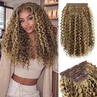 Extensions de cheveux synthétiques à clipser, longues et ondulées, effet vague d'eau, sans couture, résistantes à la chaleur, en fibre haute température, 20 pouces, vente en gros
