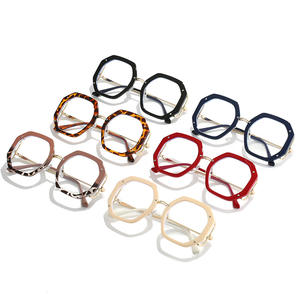 女性のための黒いポリゴンアンチブルーライト六角形眼鏡ヴィンテージ特大クリアコンピューターエレガントメガネフレーム女性 - Product Image 4