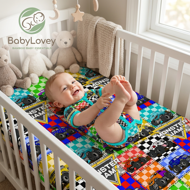 Babylovey OEM Low MOQ Bamboo Crib Sheets Custom Baby Bedding Set for Nursery and Infant Sleeping