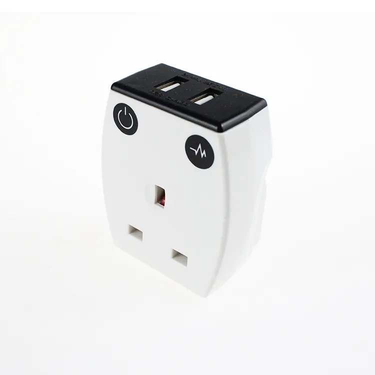 Venta al por mayor 2 puertos de enchufe USB Adaptador de viaje Enchufe Reino Unido Protección contra sobretensiones Adaptador de corriente Cargador de pared