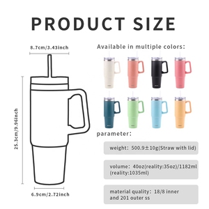 2025 Ready To Ship Powder Coat 30OZ 40OZ Tumbler With Handle And Straw No Moq Travel <b>Mug</b> 304 Stainless Steel BPA free - Product Image 5