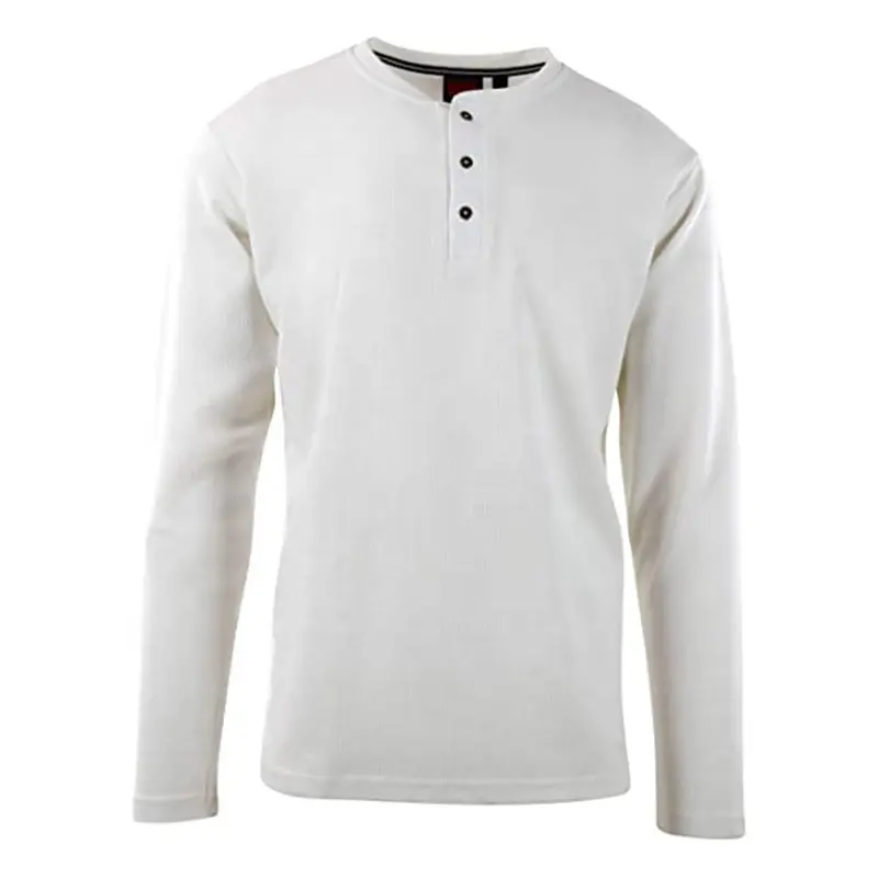 Camisetas de manga larga para hombre, de algodón, personalizadas, con patrón de gofres
