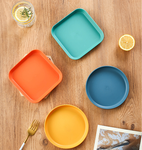 Plateau multifonction en <span class=keywords><strong>plastique</strong></span>, <span class=keywords><strong>assiette</strong></span> à fruits et collations réutilisable pour table à manger, ensemble d'assiettes colorées en <span class=keywords><strong>plastique</strong></span> - Product Image 5