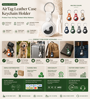 Étui de luxe en cuir PU pour AirTag, porte-clés pour traceur Apple AirTag, accessoires pour collier d'animal de compagnie, voyage en plein air