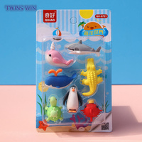 Set de papelería desmontable para niños, suministros de oficina y escuela, animales del océano, borrador, novedad, 745