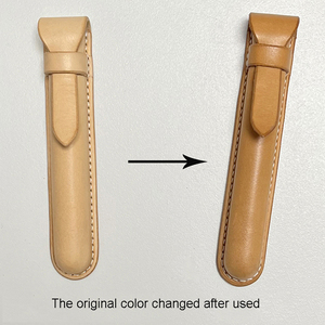 <span class=keywords><strong>Estuche</strong></span> <span class=keywords><strong>para</strong></span> bolígrafos con solapa de cuero sin teñir Portalápices de cuero curtido vegetal hecho a mano - Product Image 6