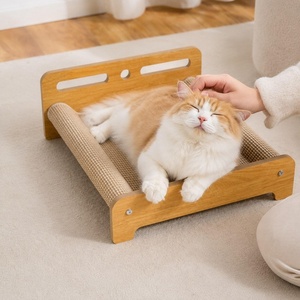 Lit-griffoir pour chats d'intérieur, cadre en bois, plateau en sisal, hamac en bois pour animaux de compagnie, multifonctionnel et - Product Image 1