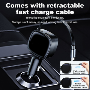 Chargeur de voiture rétractable SUNDA 84W en gros, charge rapide pour téléphone, adaptateur de voiture 3-en-1 USB QC30W PD30W PPS33W - Product Image 3