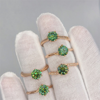 Bague en argent sterling 925 avec diamant vert 1 carat, bague de fiançailles, bague de mariage, anneaux ajustables en moissanite