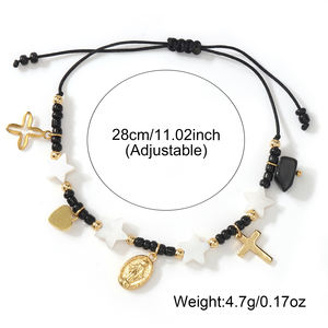 Bracelet en perles étoile de baptême Go2boho, bracelet chrétien avec carte « Dieu vous bénisse » avec cœur et médaille de saint pour enfants - Product Image 5