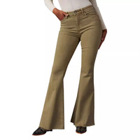 Jean évasé vintage taille haute pour femme en mélange polyester-coton délavé, coupe ajustée, vente en gros, fournisseur de stock en vrac sur mesure
