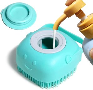 Cepillo de ducha de silicona ecológico para mascotas 2024, dispensador de champú para baño de animales pequeños con dispensador de jabón para masaje de baño de perros y gatos - Product Image 1