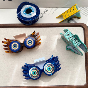 OEM ODM Accessori per capelli unici: Fermagli <span class=keywords><strong>a</strong></span> pinza in acetato con Occhio di Allah Blu e Fermagli <span class=keywords><strong>a</strong></span> pinza statement <span class=keywords><strong>a</strong></span> mano di Hamsa in stile Boho, all'ingrosso - Product Image 2