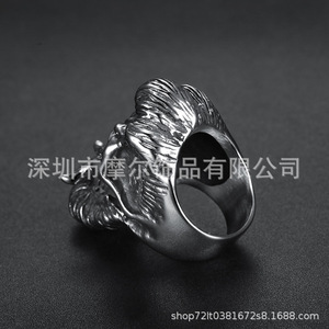 Retro Old Men's and Women's Titanium Steel <strong>Ring</strong> Stainless Steel High <strong>Profile</strong> Retro Beard Old Man <strong>Ring</strong> - Product Image 3