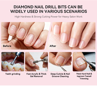 Ensemble de 6 embouts de ponçage coniques en diamant et acier inoxydable à 5 grains pour cuticules, outils professionnels de préparation des ongles pour nettoyer les cuticules