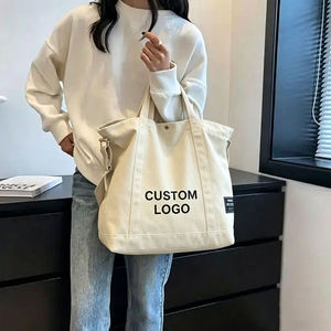 Cross-border Hot Sale Portable <b>Large</b> Capacity <b>Canvas</b> Shopping <b>Bag</b> Custom Logo Cross Border Carry <b>Bag</b> Eco Friendly Beach Tote <b>Bag</b> - Product Image 1