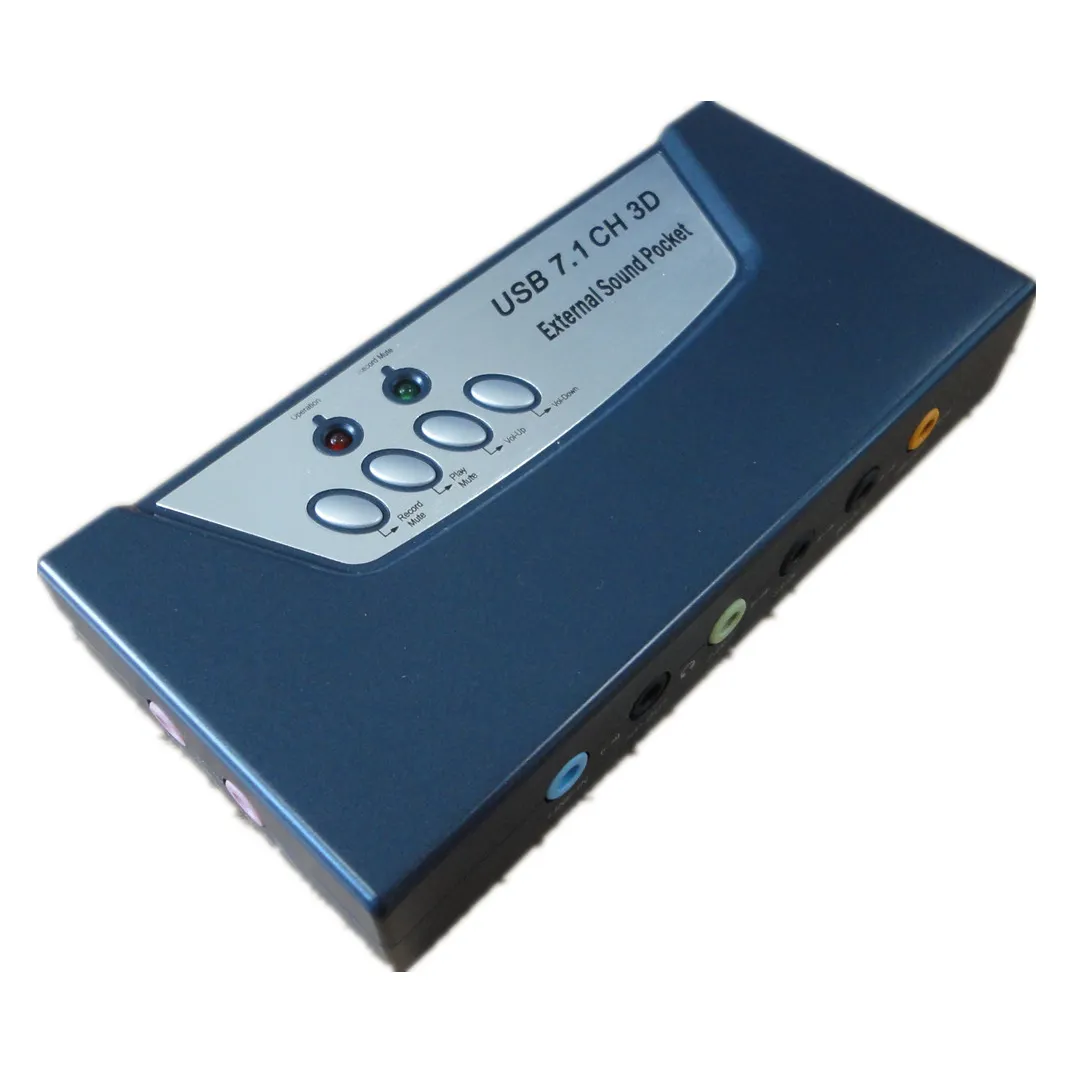 고속 USB 2.0 3D 7.1 사운드 어댑터, 3.5mm 오디오 및 마이크 포트가있는 외부 사운드 카드