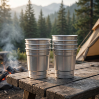 Gobelets en aluminium réutilisables écologiques biodégradables sans BPA de 16 oz, 100 % recyclables, pour boissons froides, fêtes, camping en plein air