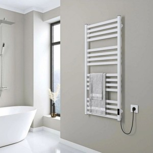 Sèche-serviettes mural moderne en acier noir laqué, finition laquée, salle de bain, électrique, AC 100-240V, 3 barres, garantie 5 ans - Product Image 5