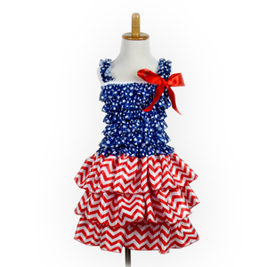Vestido de Fiesta para Bebé Niña de 1 Año, Diseño Patriótico con Lazo, para Primavera/Verano 2022, 4 de Julio - Product Image 2