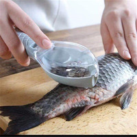 Grattoir à écailles de poisson très vendu, en plastique, outil manuel de cuisine ménager avec couvercle, compatible lave-vaisselle