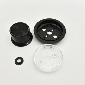 45Mm Màu Đen Bạc Đầy Đủ Nhôm Hat Hình Dạng Skirted Khối Lượng Potentiometer Chuyển Đổi Núm - Product Image 3