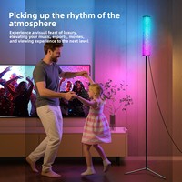 Lámpara de Pie LED RGB con Sincronización Musical, Control Remoto por Aplicación, Luz Ambiental para Sala de Estar, Dormitorio, Sala de Juegos, Decoración del Hogar, CE RoHS