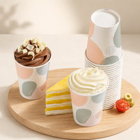 Gobelets en papier jetables à imprimé géométrique, épais, anti-fuite, à paroi simple, pour boissons chaudes et froides, café, pour le bureau, pour l'emballage