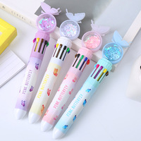 Prix d'usine Nouveau Stylo bille multicolore motif dessin animé animal mignon 10 couleurs Fournitures scolaires et de bureau Papeterie